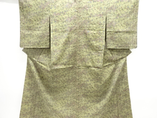 JAPANESE KIMONO / ANTIQUE HITOE KIMONO / TAISHO ROMAN STYLE / SILK / HAND WOVEN / MAWATA OJIYA TSUMUGI / FLOWERS